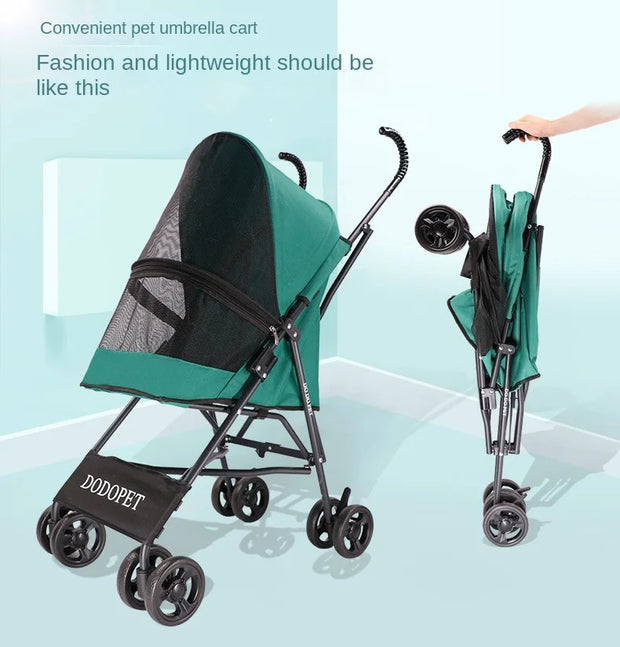 Cozy Ride: Portable Nylon Pet Stroller