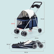 Fancy Paws Foldable Pet Stroller with Raincover & Shock Absorption