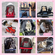 Fancy Paws Foldable Pet Stroller with Raincover & Shock Absorption
